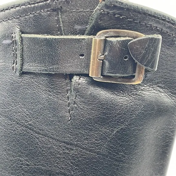 Frye Veronica Leather Buckle Short Moto Boots Black  Size 6.5