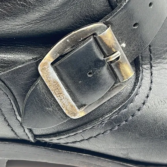 Frye Veronica Leather Buckle Short Moto Boots Black  Size 6.5