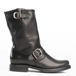 Frye Veronica Leather Buckle Short Moto Boots Black  Size 6.5