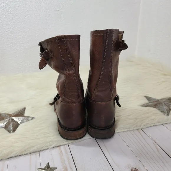 Frye Veronica short boots dark brown slouchy moto booties size 5.5
