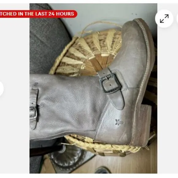 Frye Veronica Short Moto Engineer Boot Distressed Leather Women size 9 Cow Girl