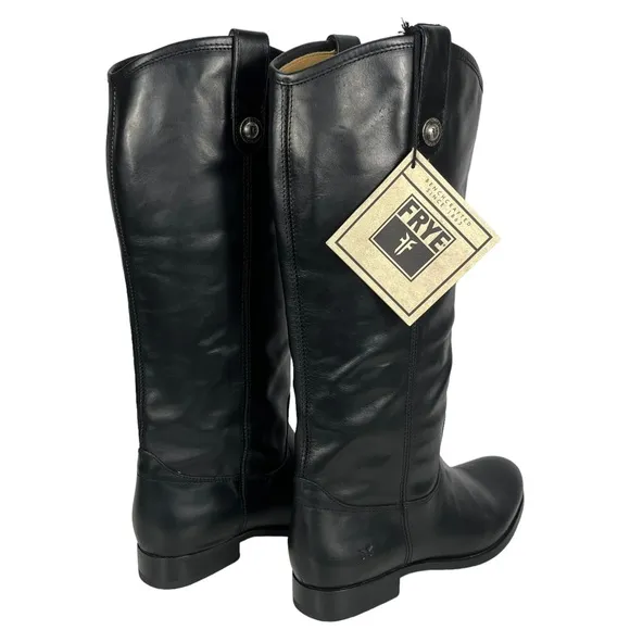 Frye | Women’s 8B |‎ Melissa Tall Black Leather Boots Extended Calf #3477167