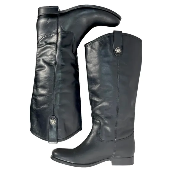 Frye | Women’s 8B |‎ Melissa Tall Black Leather Boots Extended Calf #3477167