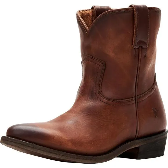Frye Womens Billy Short Brown Leather Booties Cowboy, Western Boots Shoes New