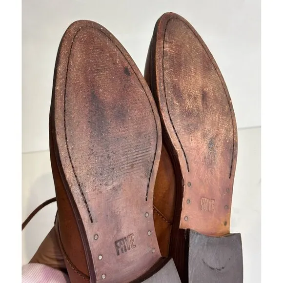 Frye Womens Pull Up Lace Emory Oxford Shoes Caramelantique Leather Brown Size 8M