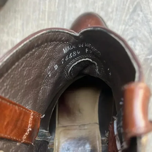 Frye Wyatt Distressed Brown Leather Studded Short Western Boots
