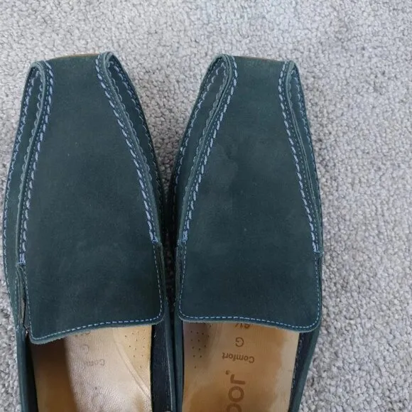 Gabor Womens 6.5 Comfort Shoes Blue Suede Leather Slip On Loafers