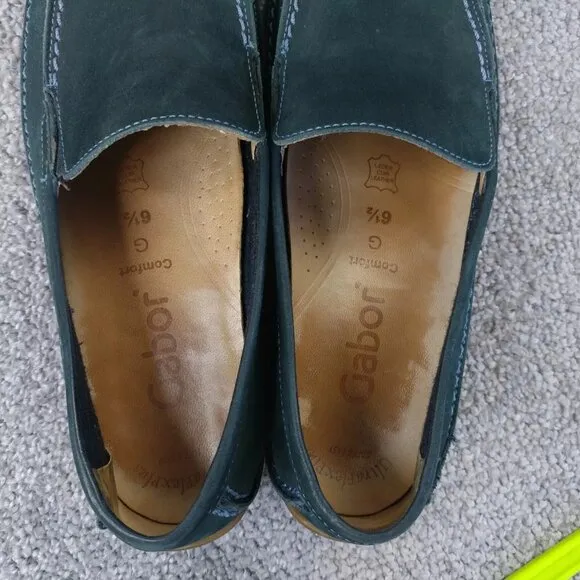 Gabor Womens 6.5 Comfort Shoes Blue Suede Leather Slip On Loafers