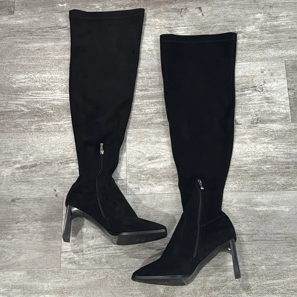 Gabrielle Union Women's Tall Illisa Wide Calf Boots Black Faux Suede