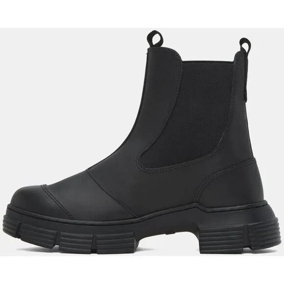 Ganni Recycled Rubber City Chelsea Boots Size 40 US 10 Womens Black $295