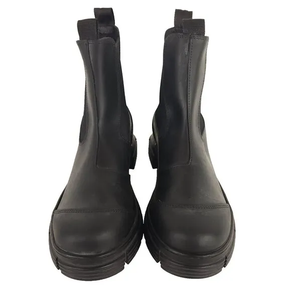 Ganni Recycled Rubber City Chelsea Boots Size 40 US 10 Womens Black $295