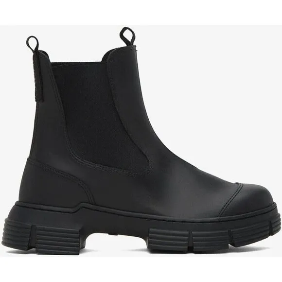 Ganni Recycled Rubber City Chelsea Boots Size 40 US 10 Womens Black $295