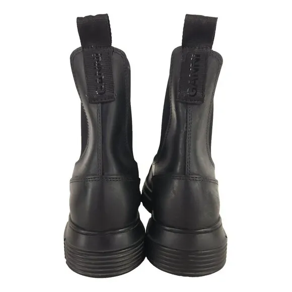 Ganni Recycled Rubber City Chelsea Boots Size 40 US 10 Womens Black $295