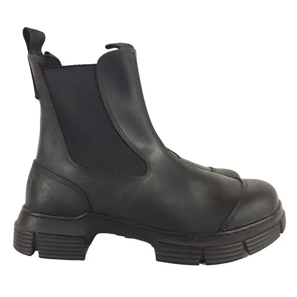 Ganni Recycled Rubber City Chelsea Boots Size 40 US 10 Womens Black $295