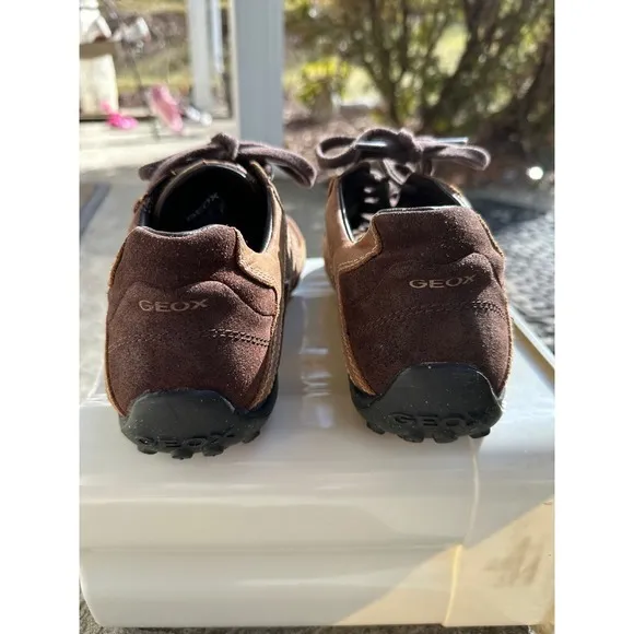 Geox Leather Sneakers Casual Walking Shoes Breathable Brown EU 41‎ US 8