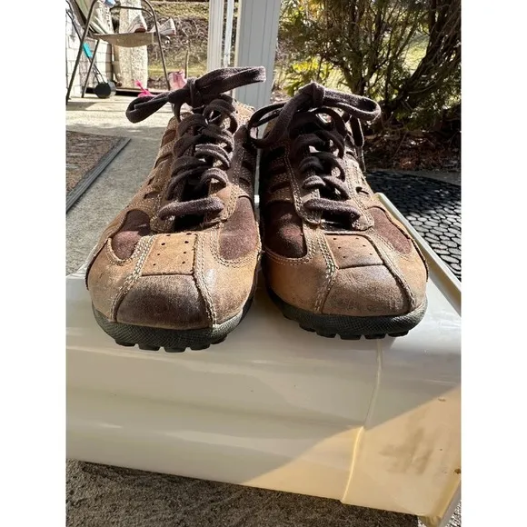 Geox Leather Sneakers Casual Walking Shoes Breathable Brown EU 41‎ US 8