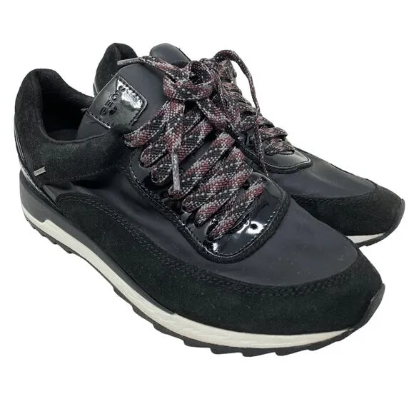 Geox Respira Women's Size 8 Lace-Up Athletic Comfort Sneakers Shoes Black