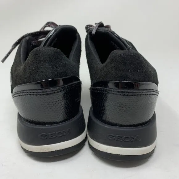 Geox Respira Women's Size 8 Lace-Up Athletic Comfort Sneakers Shoes Black