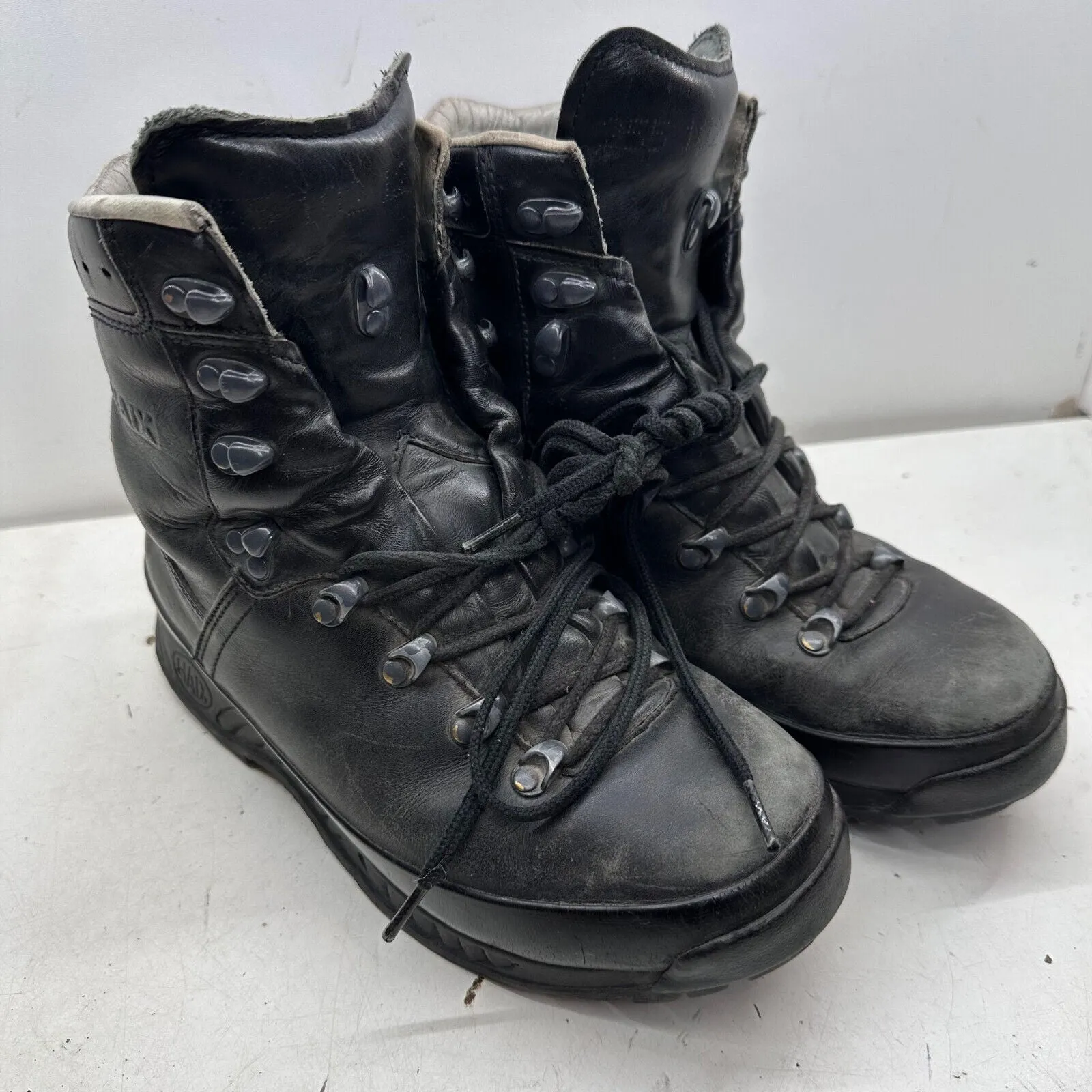 German Army Black Leather Army Heavy Duty Combat Boots HAIX Size EU 40.5 UK 7