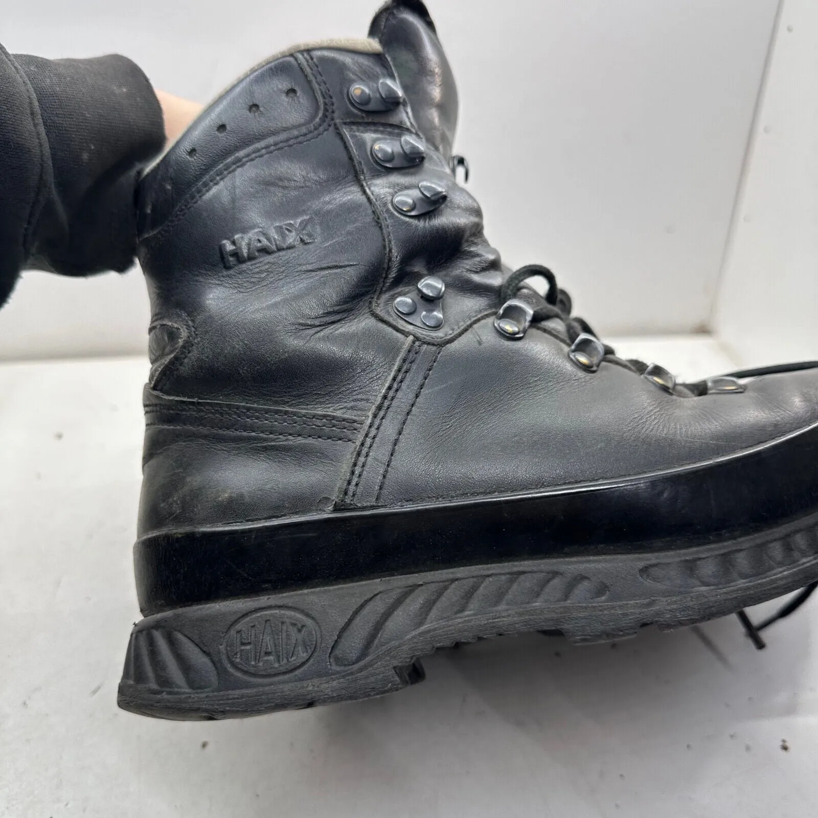 German Army Black Leather Army Heavy Duty Combat Boots HAIX Size EU 40.5 UK 7