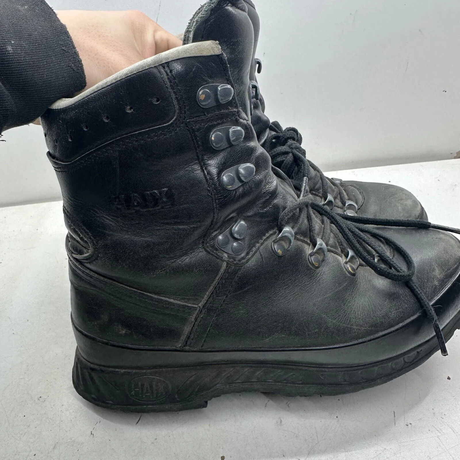 German Army Black Leather Army Heavy Duty Combat Boots HAIX Size EU 40.5 UK 7