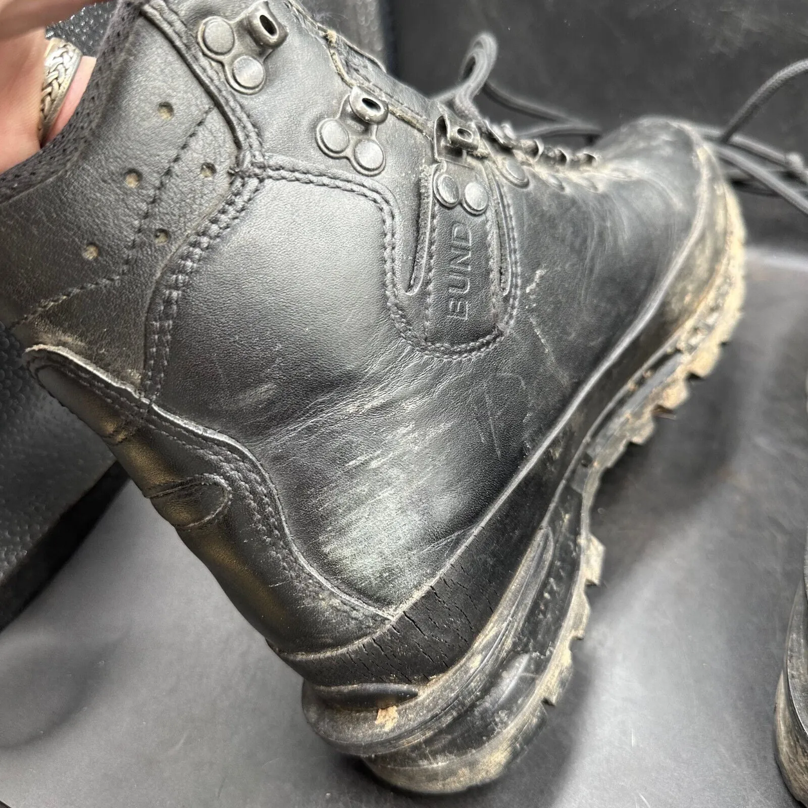 German Army Black Leather Army Heavy Duty Combat Boots Meindl Size EU 38 UK 5