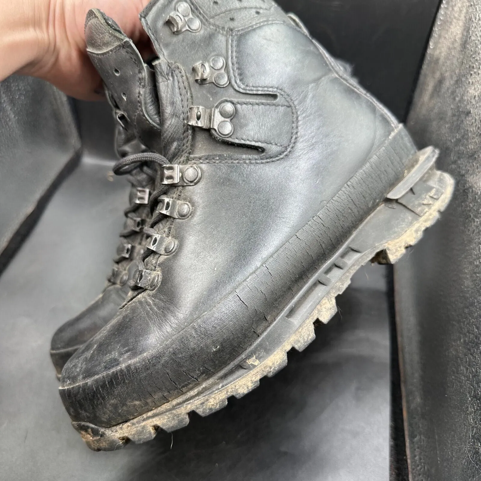German Army Black Leather Army Heavy Duty Combat Boots Meindl Size EU 38 UK 5