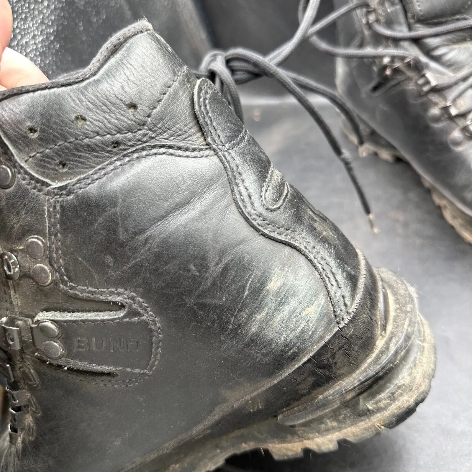 German Army Black Leather Army Heavy Duty Combat Boots Meindl Size EU 38 UK 5