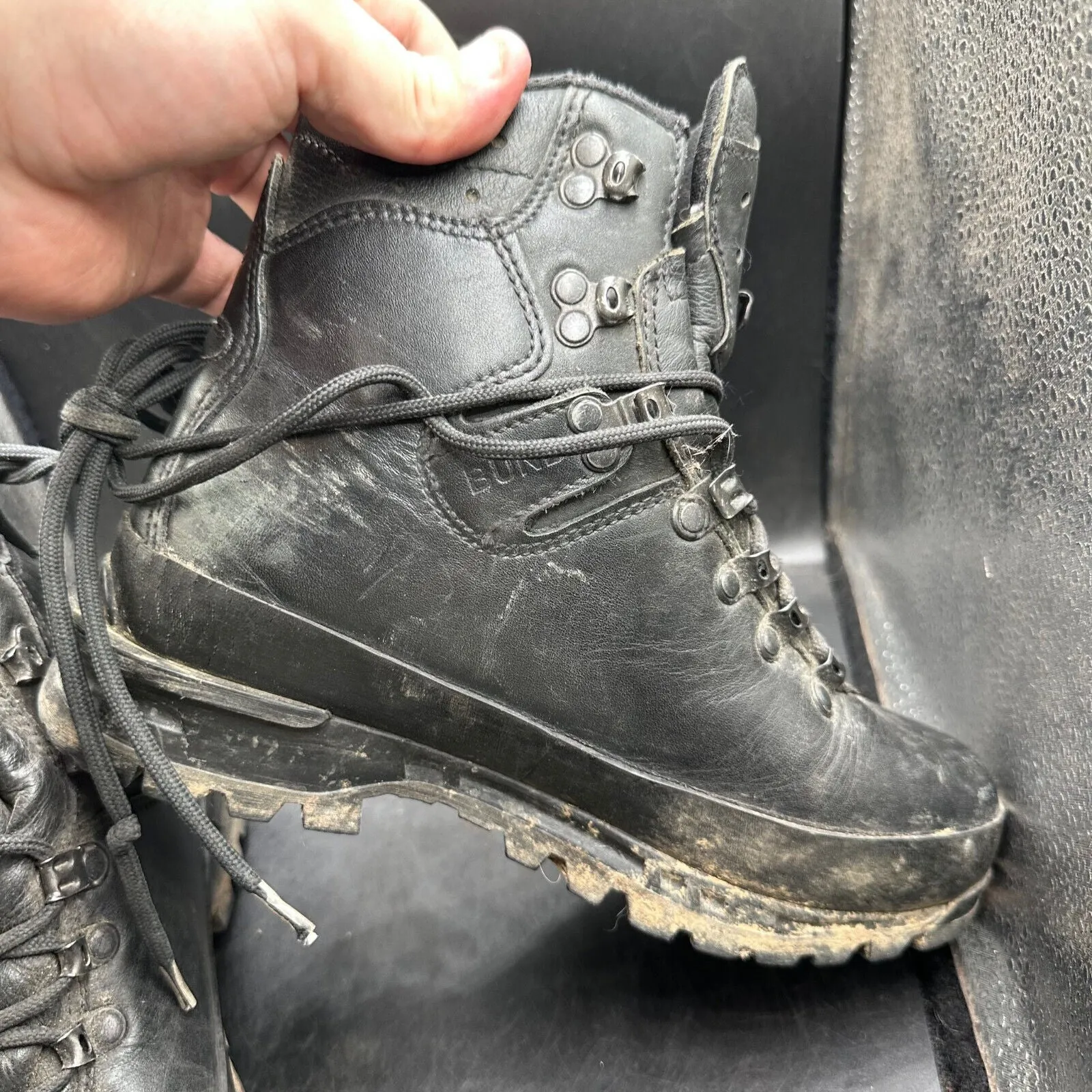 German Army Black Leather Army Heavy Duty Combat Boots Meindl Size EU 38 UK 5