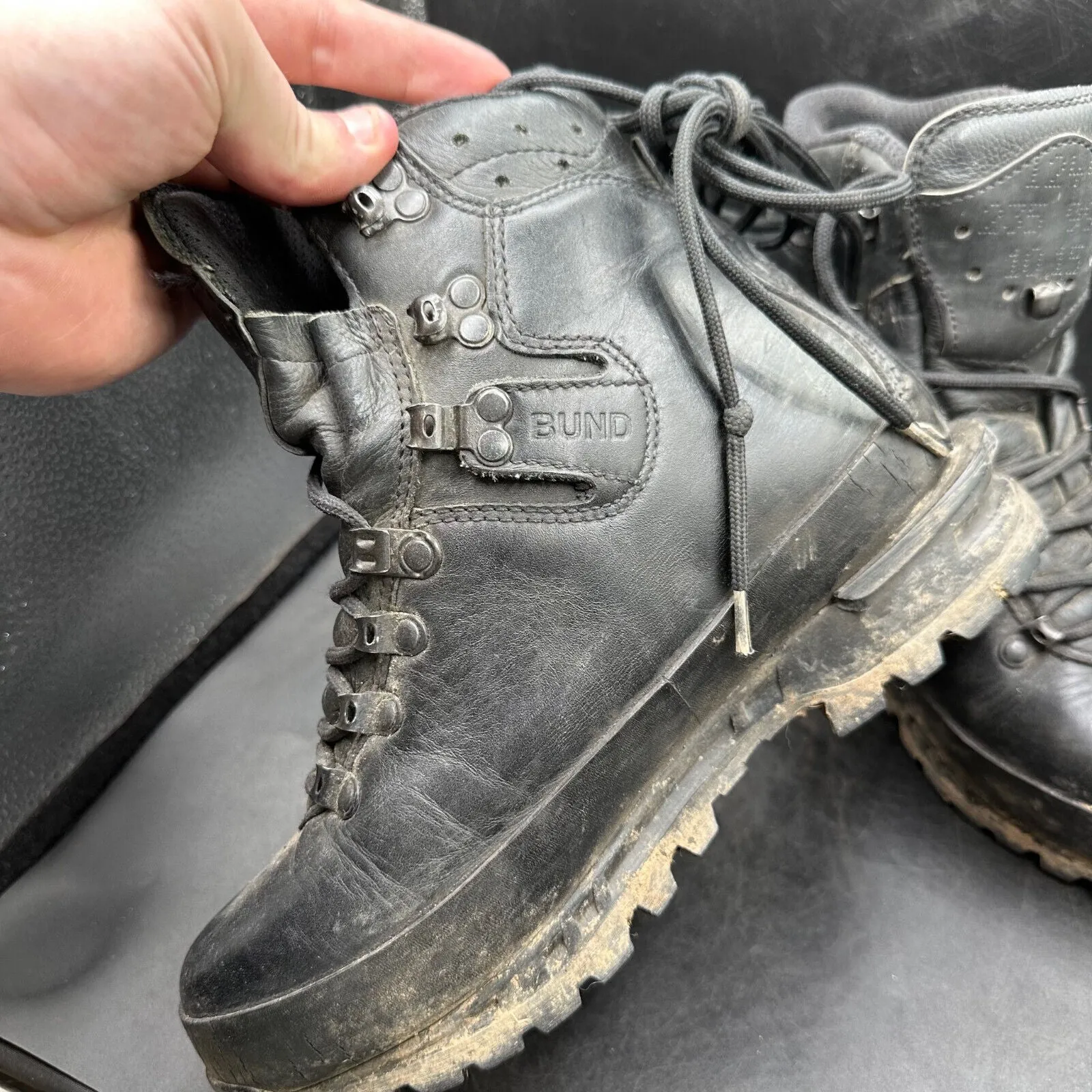 German Army Black Leather Army Heavy Duty Combat Boots Meindl Size EU 38 UK 5