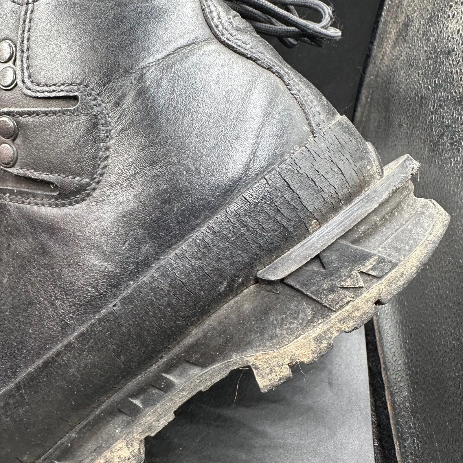 German Army Black Leather Army Heavy Duty Combat Boots Meindl Size EU 38 UK 5