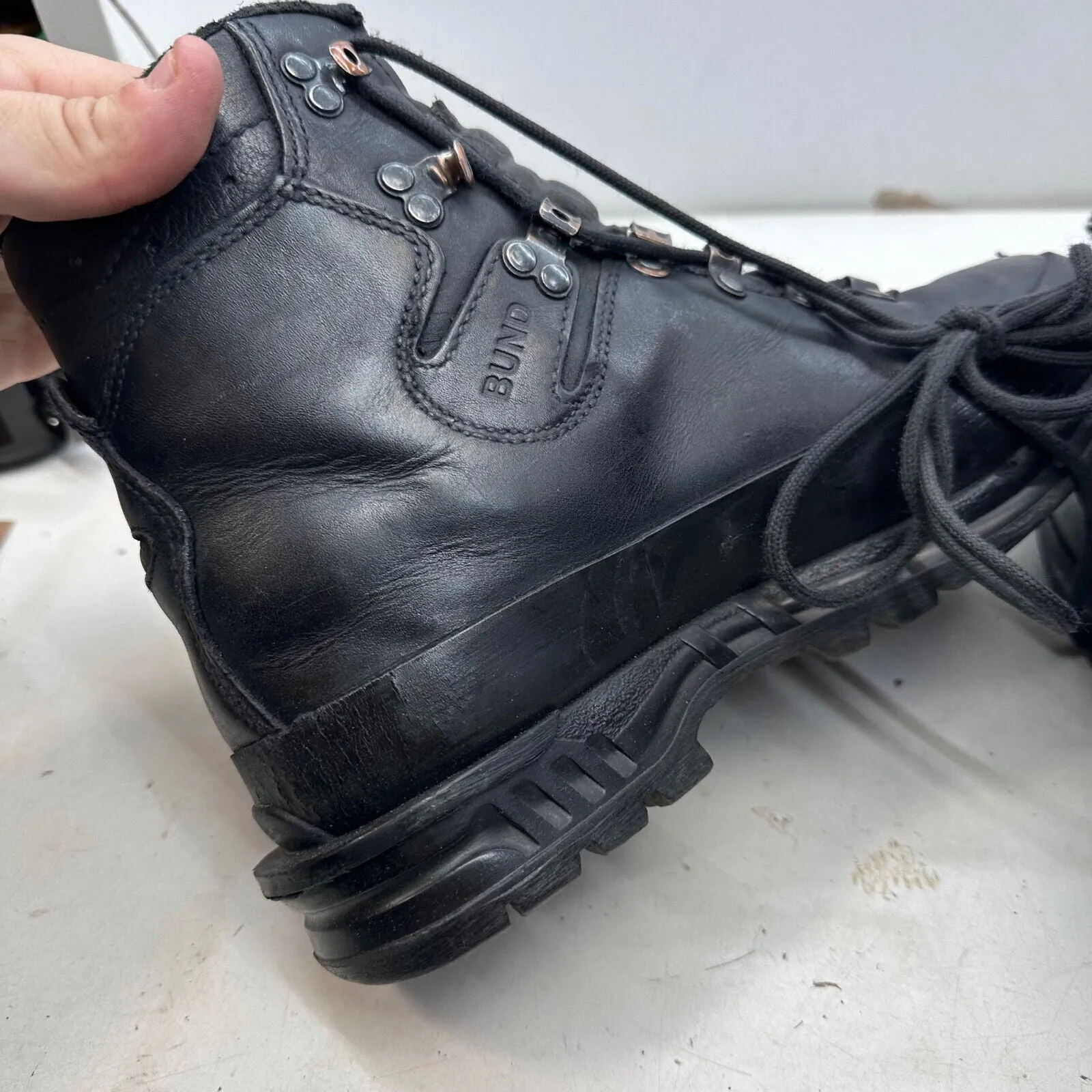 German Army Black Leather Army Heavy Duty Combat Boots Meindl Size EU 42 UK 8
