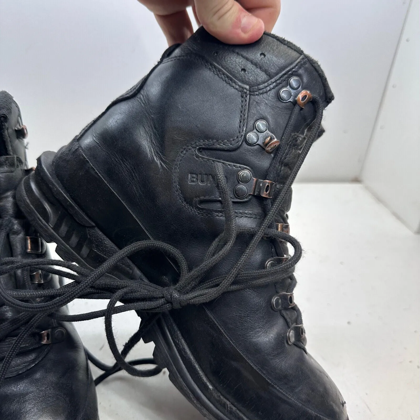 German Army Black Leather Army Heavy Duty Combat Boots Meindl Size EU 42 UK 8