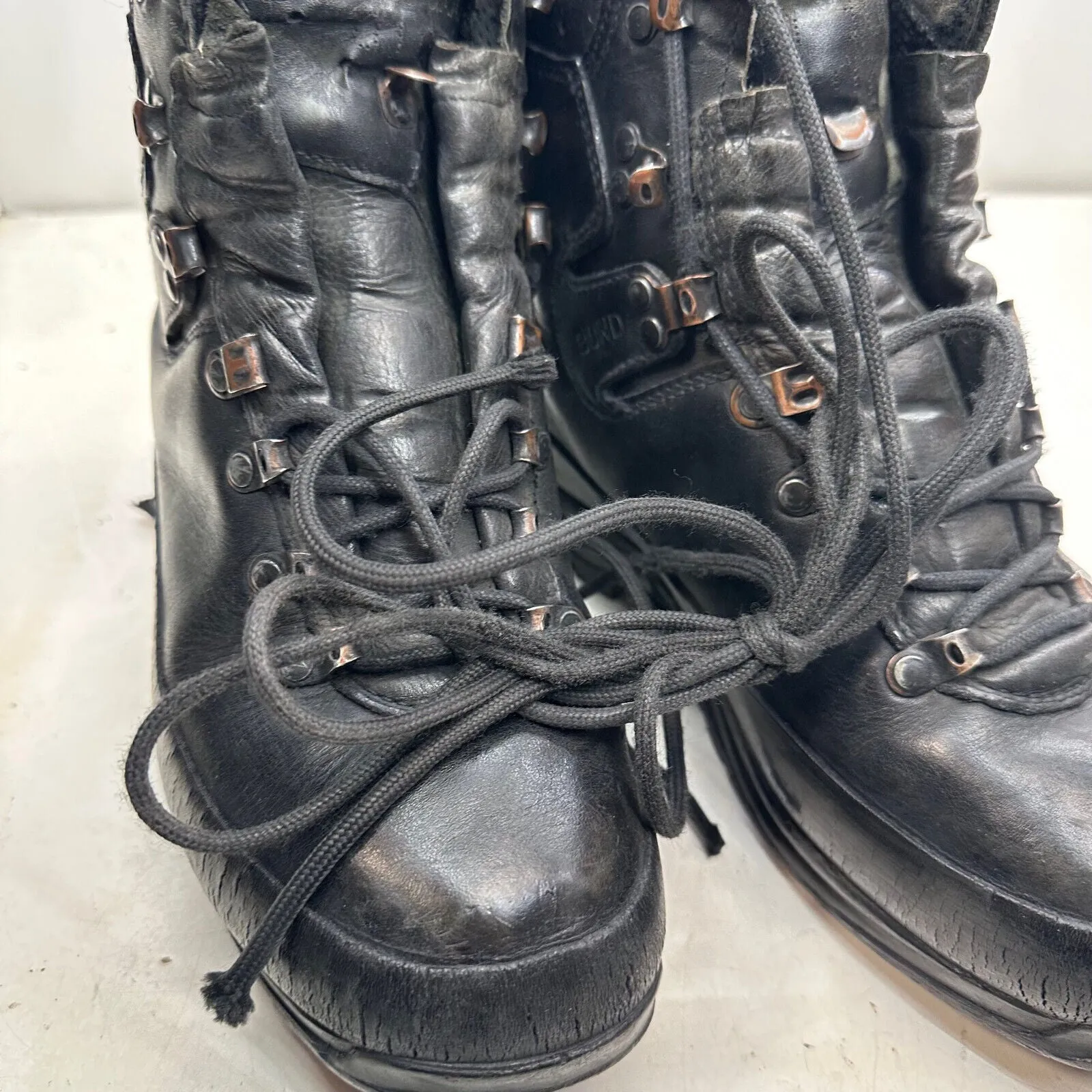 German Army Black Leather Army Heavy Duty Combat Boots Meindl Size EU 42 UK 8