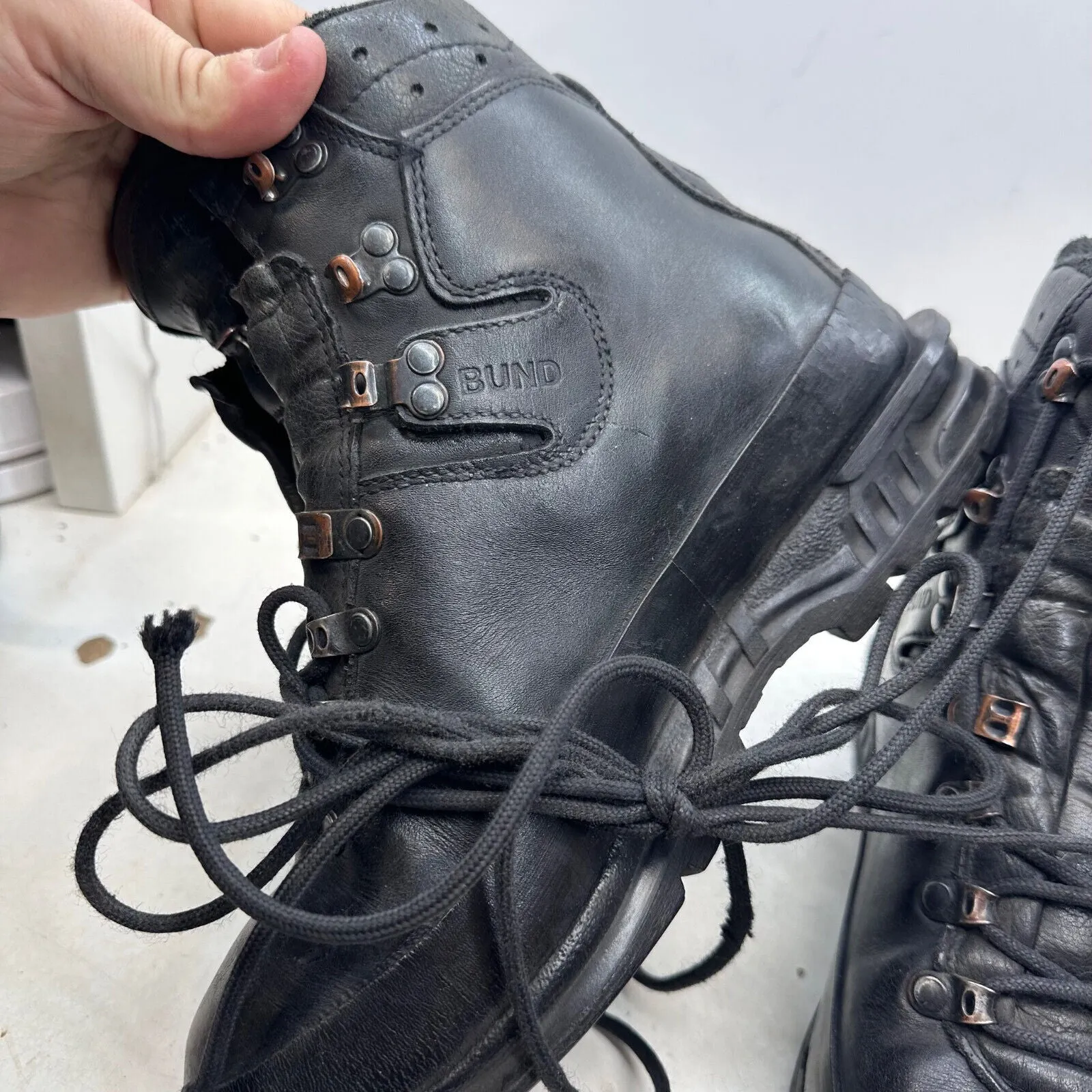 German Army Black Leather Army Heavy Duty Combat Boots Meindl Size EU 42 UK 8