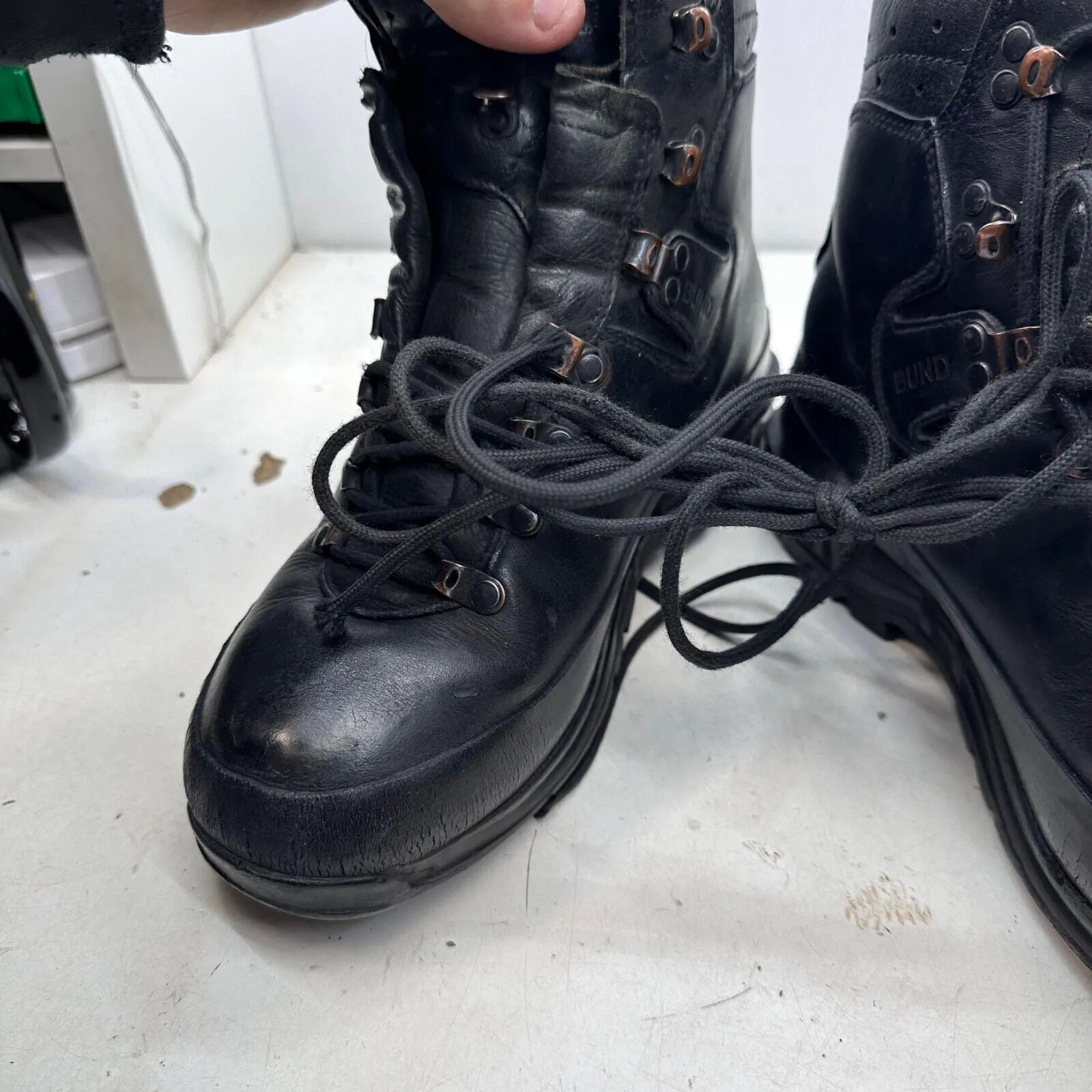 German Army Black Leather Army Heavy Duty Combat Boots Meindl Size EU 42 UK 8