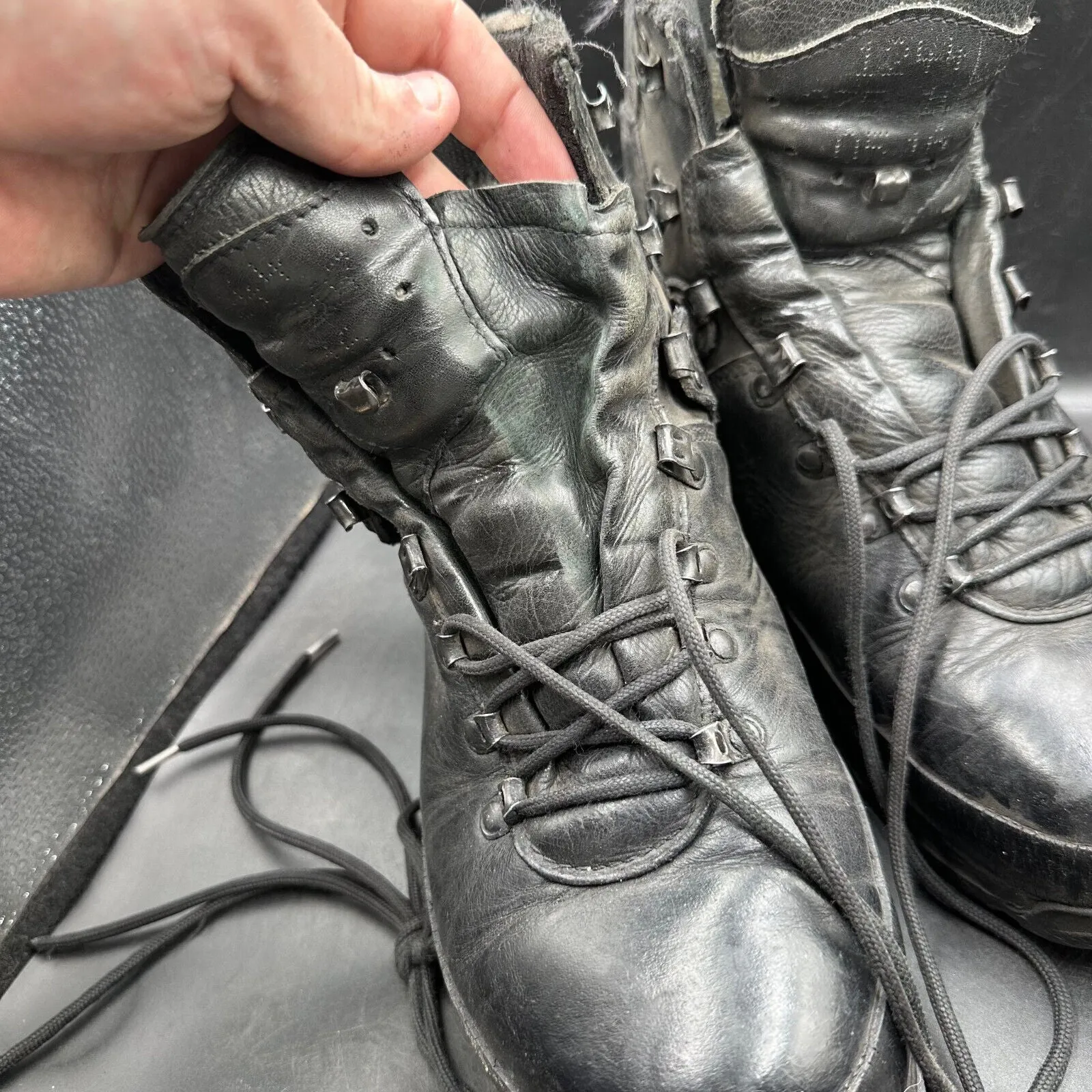German Army Black Leather Army Heavy Duty Combat Boots Meindl Size EU 43 UK 9