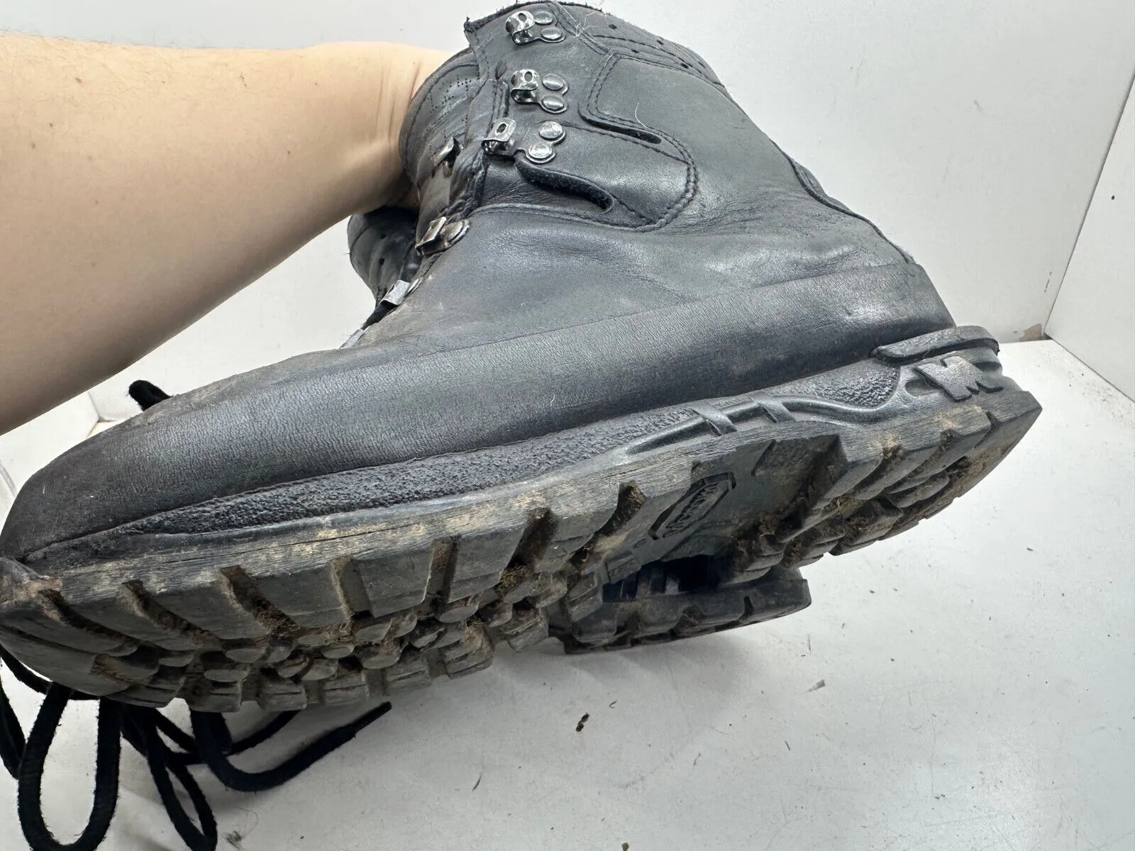 German Army Black Leather Army Heavy Duty Combat Boots Meindl Size EU 43 UK 9