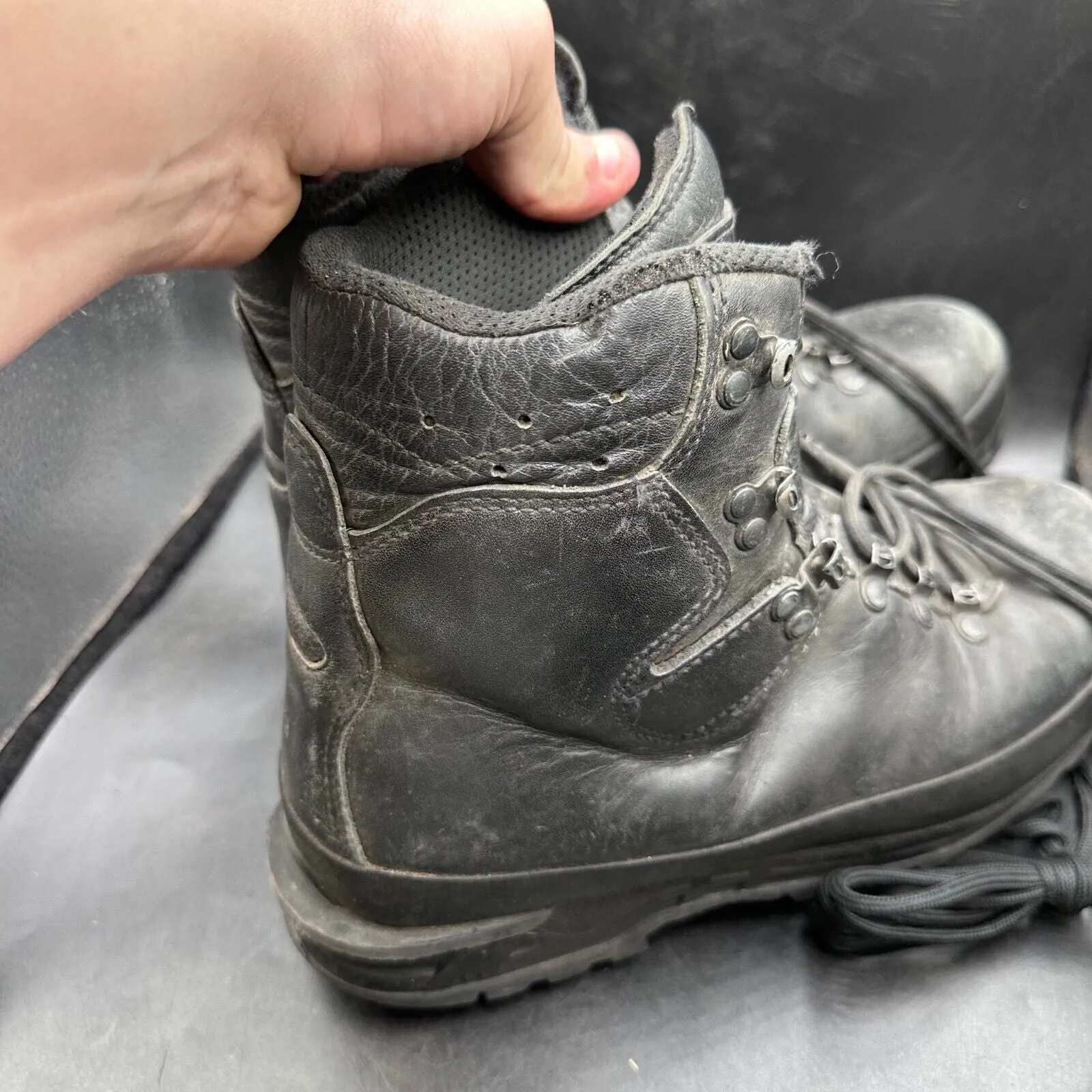 German Army Black Leather Army Heavy Duty Combat Boots Meindl Size EU 43 UK 9