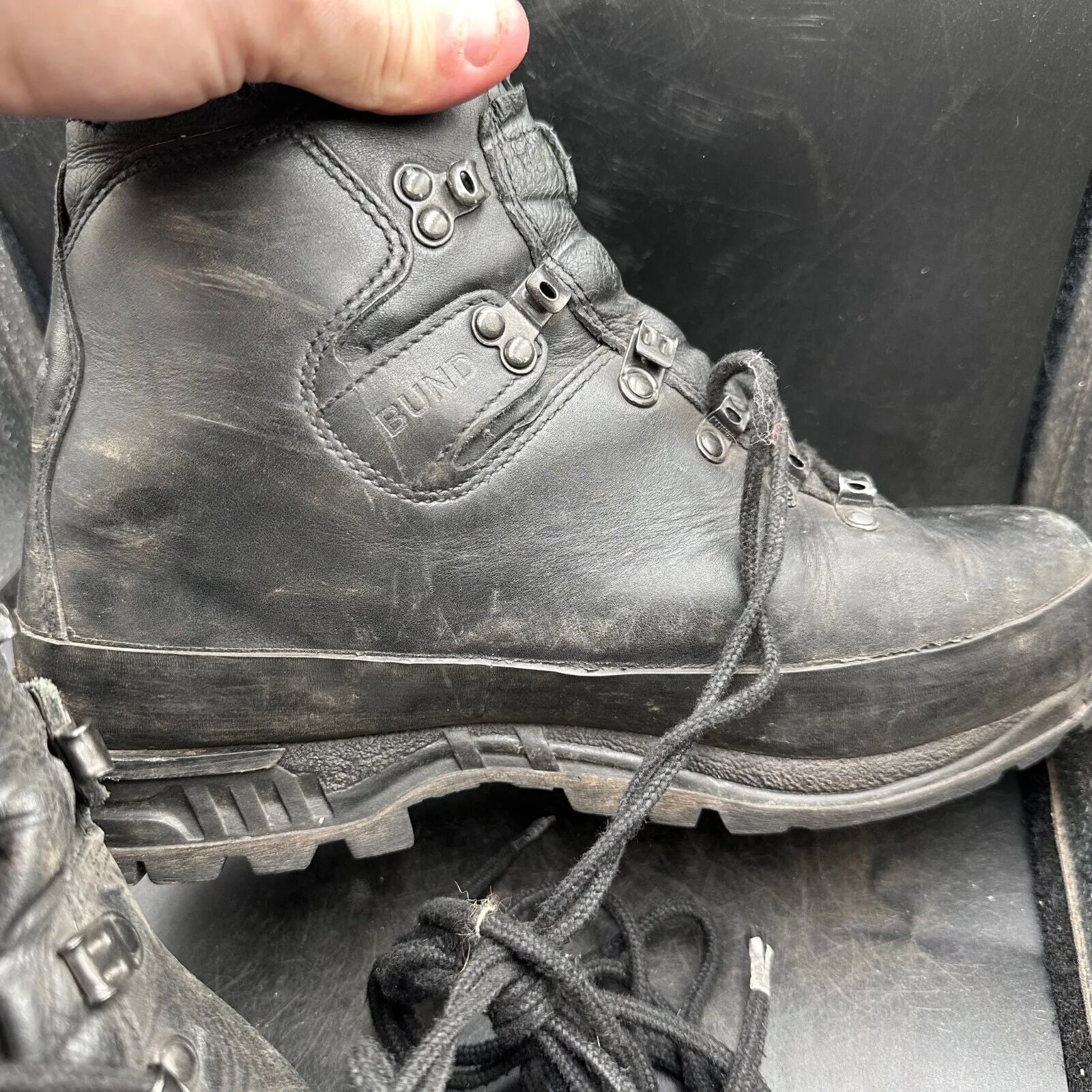 German Army Black Leather Army Heavy Duty Combat Boots Meindl Size EU 43 UK 9