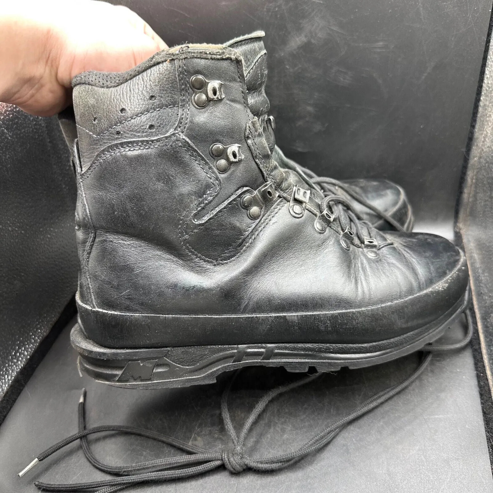 German Army Black Leather Army Heavy Duty Combat Boots Meindl Size EU 43 UK 9
