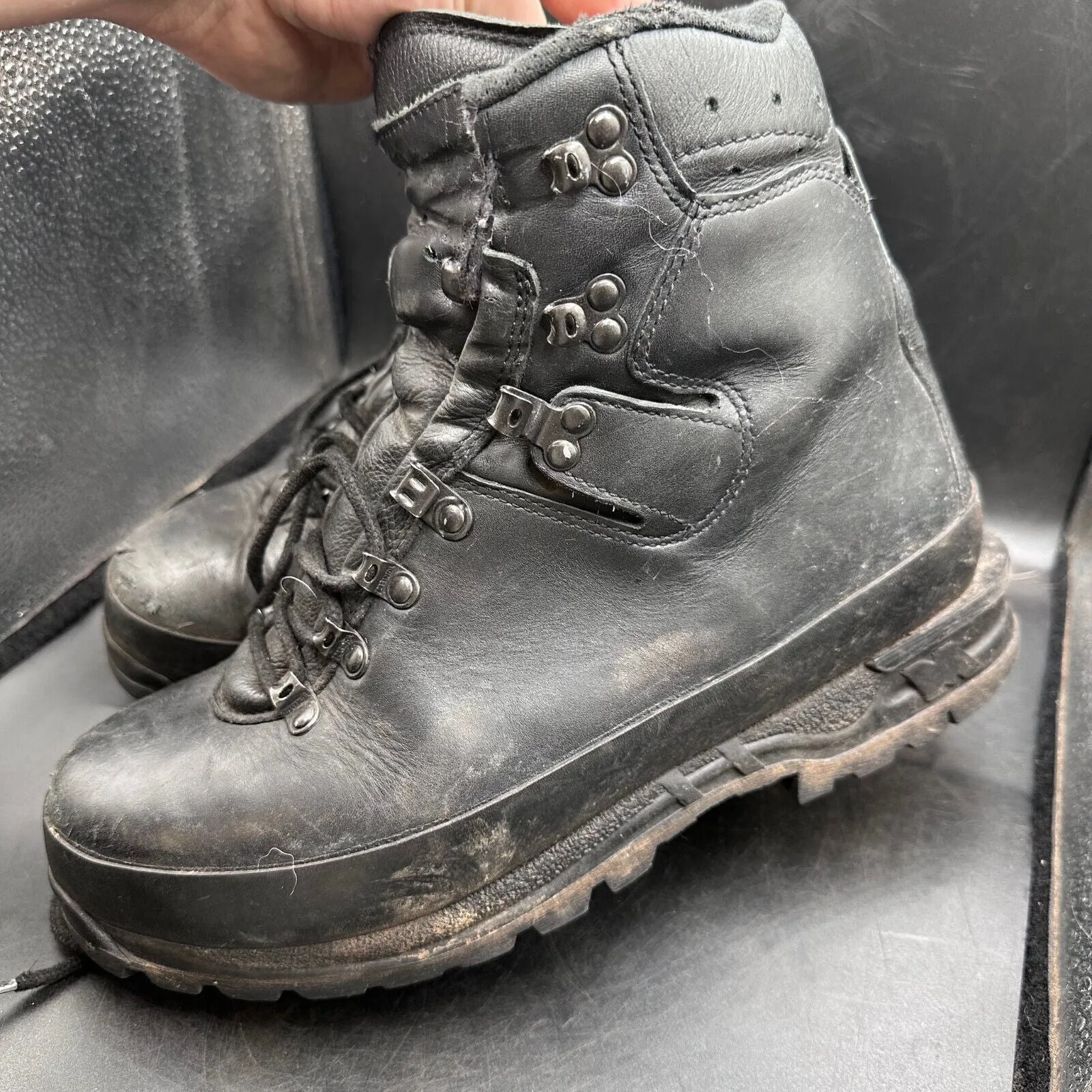 German Army Black Leather Army Heavy Duty Combat Boots Meindl Size EU 43 UK 9