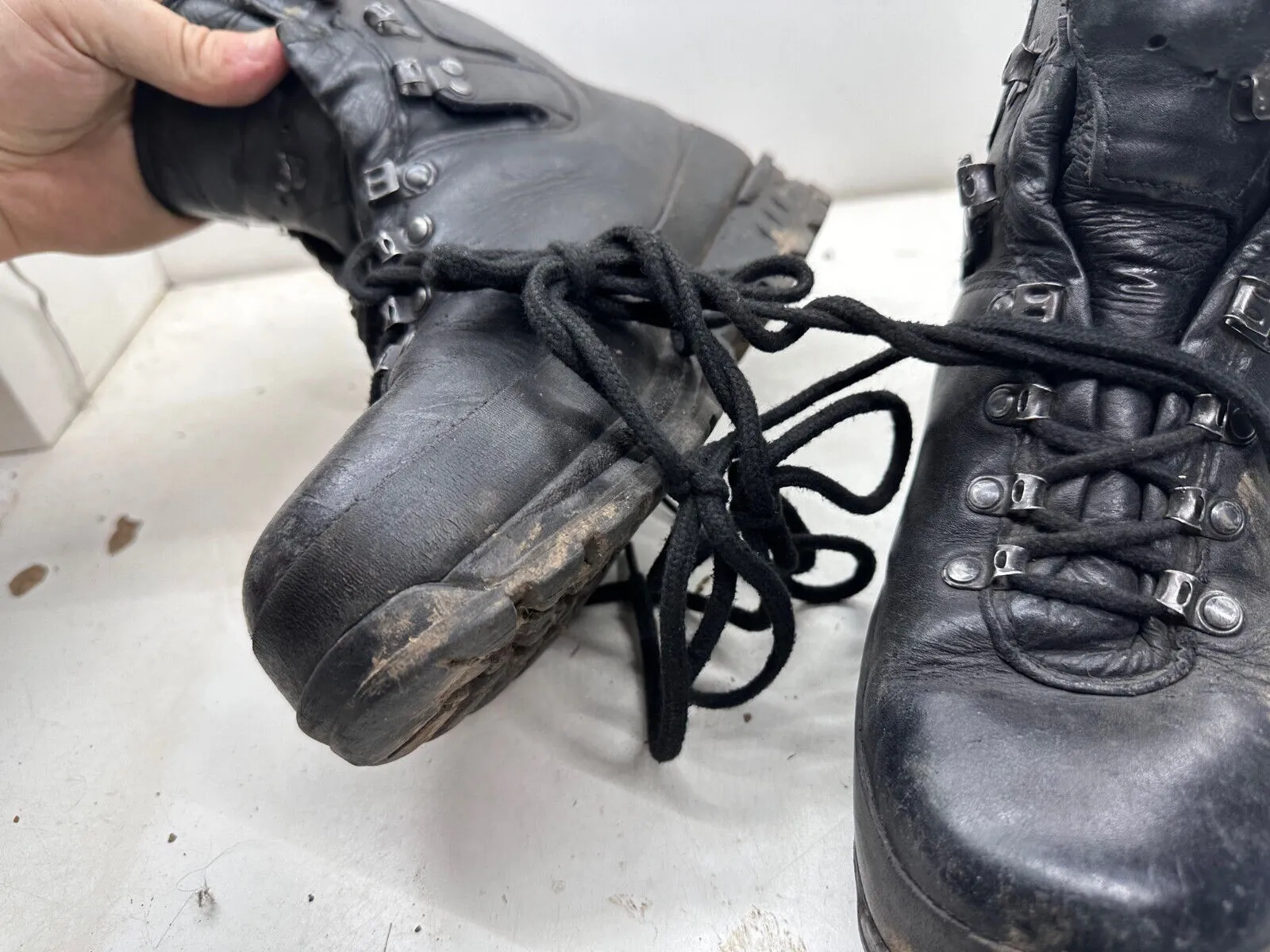 German Army Black Leather Army Heavy Duty Combat Boots Meindl Size EU 43 UK 9