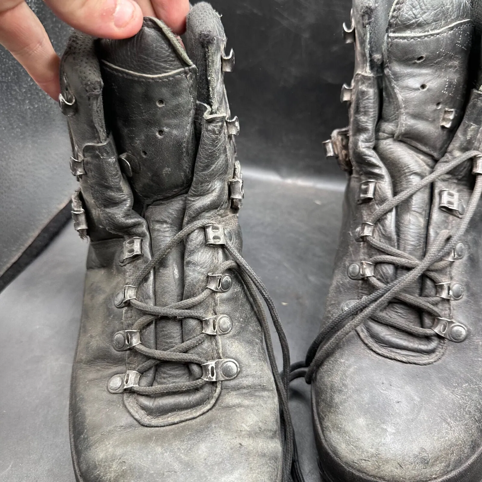 German Army Black Leather Army Heavy Duty Combat Boots Meindl Size EU 43 UK 9