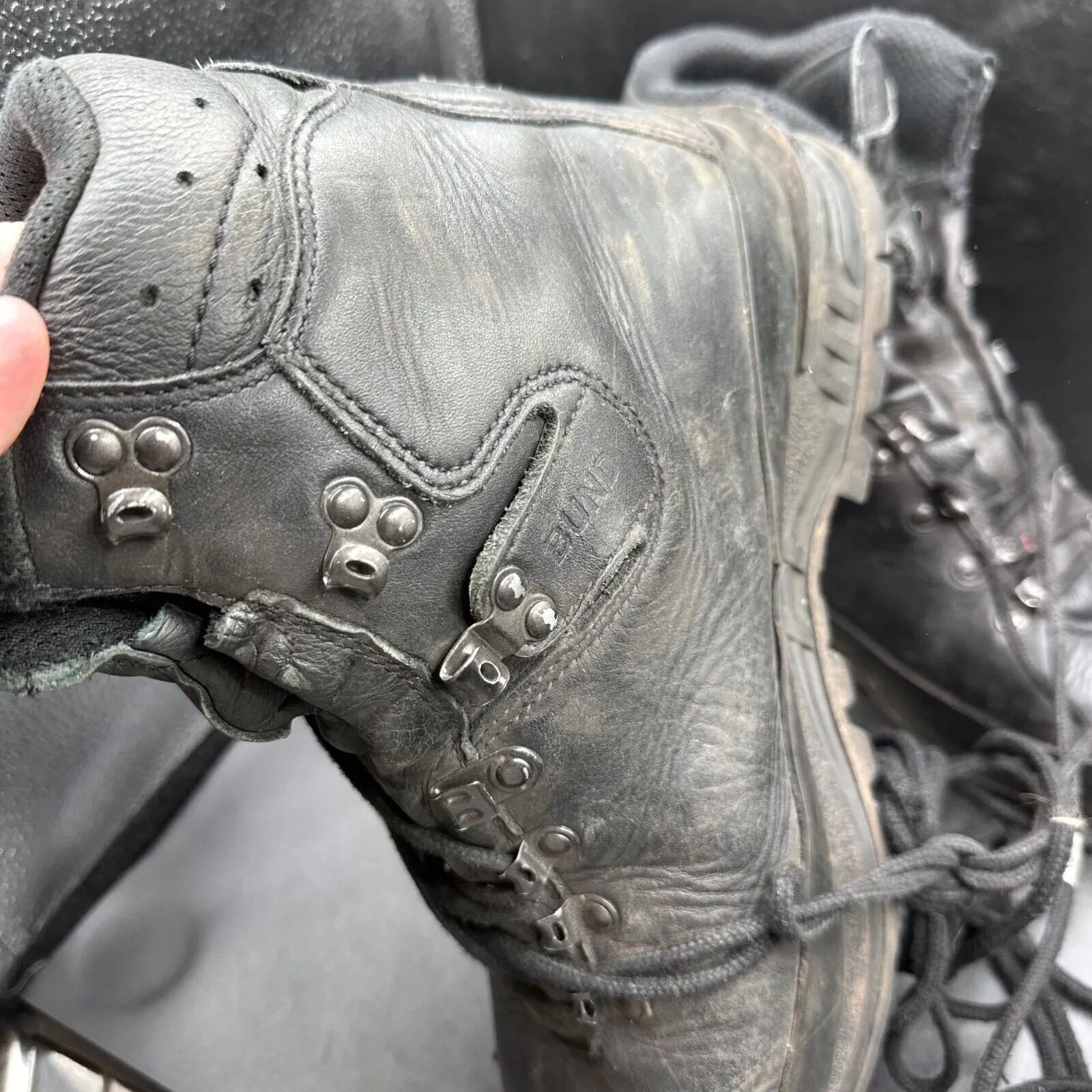 German Army Black Leather Army Heavy Duty Combat Boots Meindl Size EU 43 UK 9
