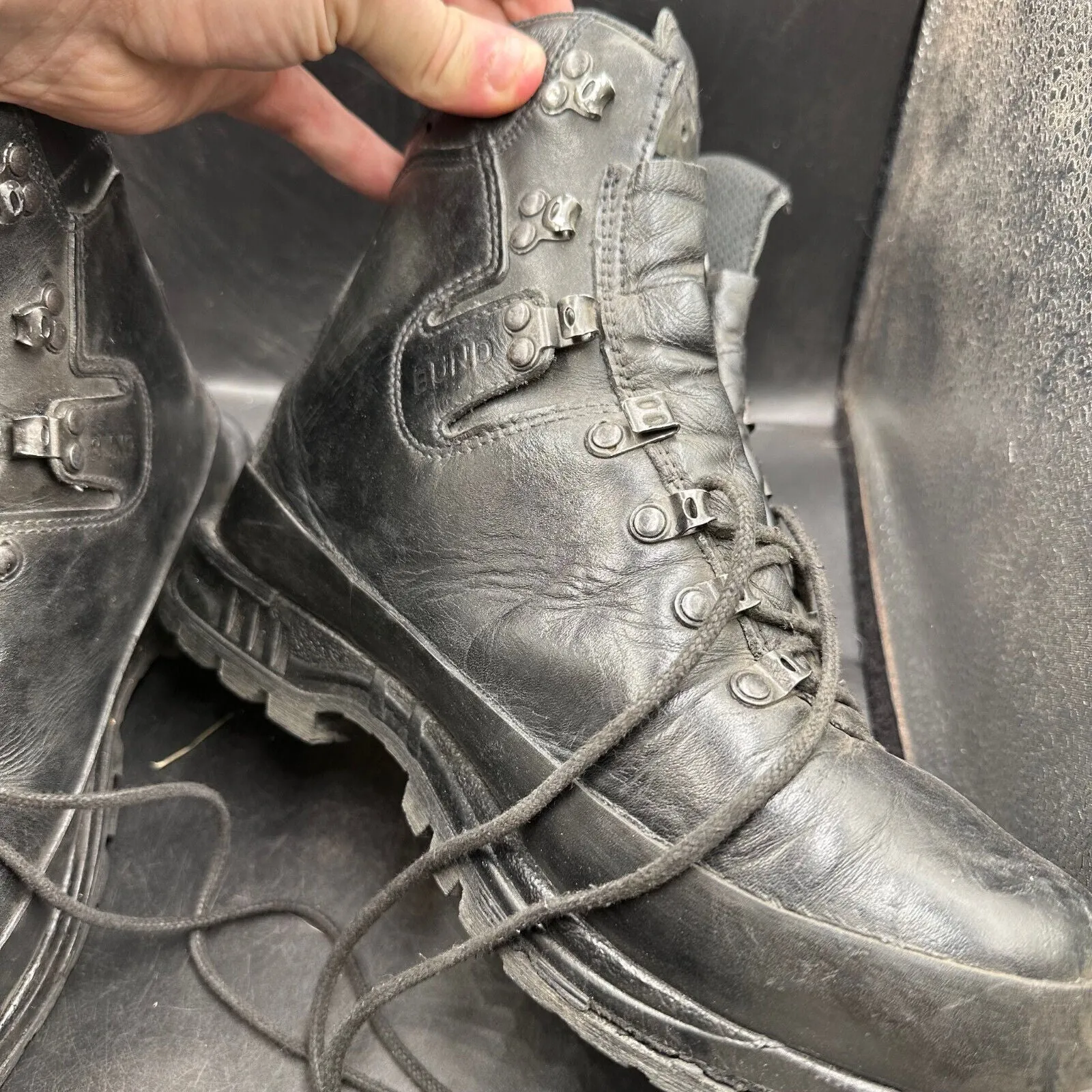 German Army Black Leather Army Heavy Duty Combat Boots Meindl Size EU 43 UK 9