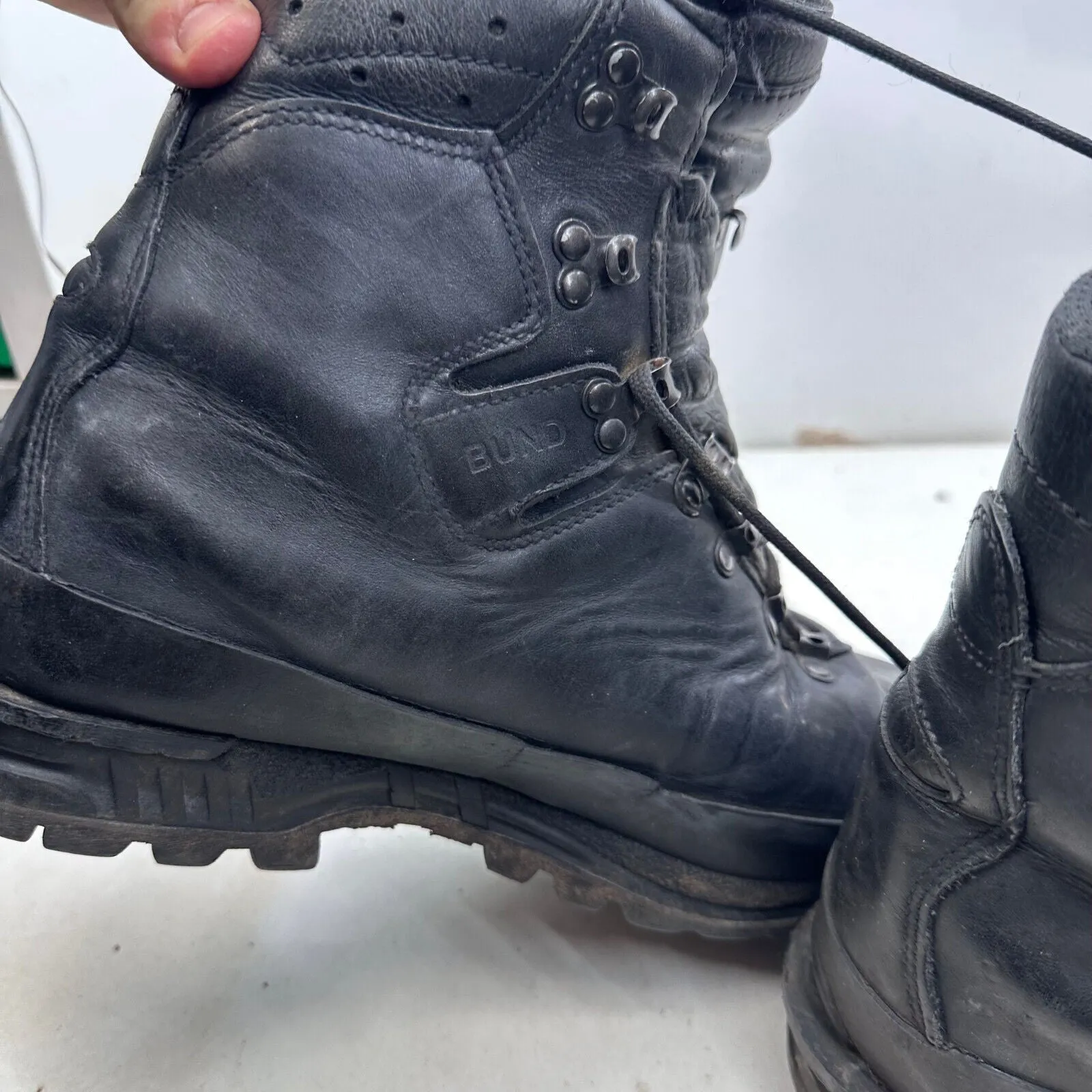 German Army Black Leather Army Heavy Duty Combat Boots Meindl Size EU 43 UK 9