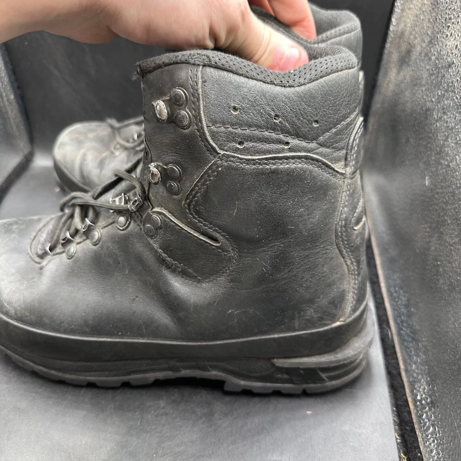German Army Black Leather Army Heavy Duty Combat Boots Meindl Size EU 43 UK 9