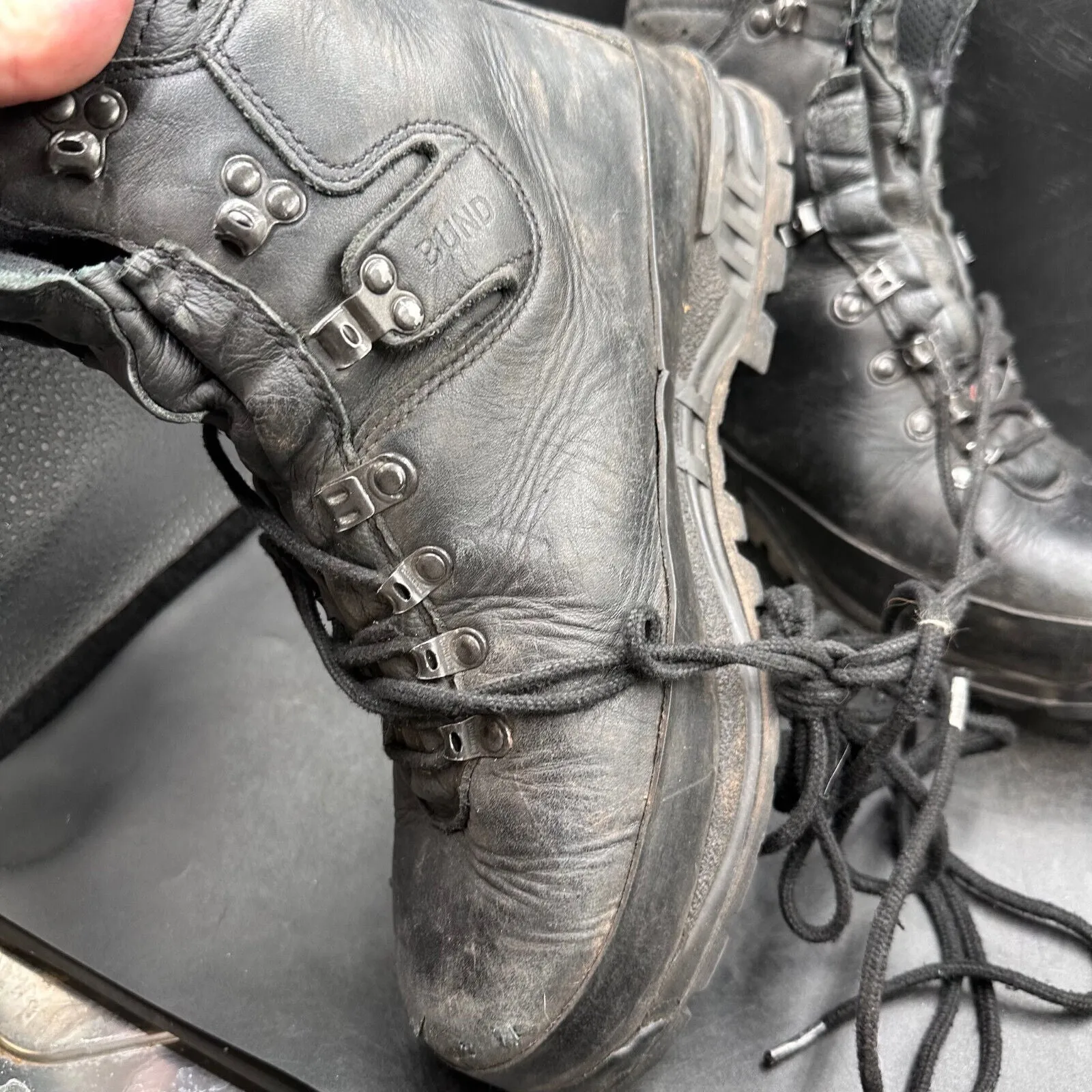 German Army Black Leather Army Heavy Duty Combat Boots Meindl Size EU 43 UK 9