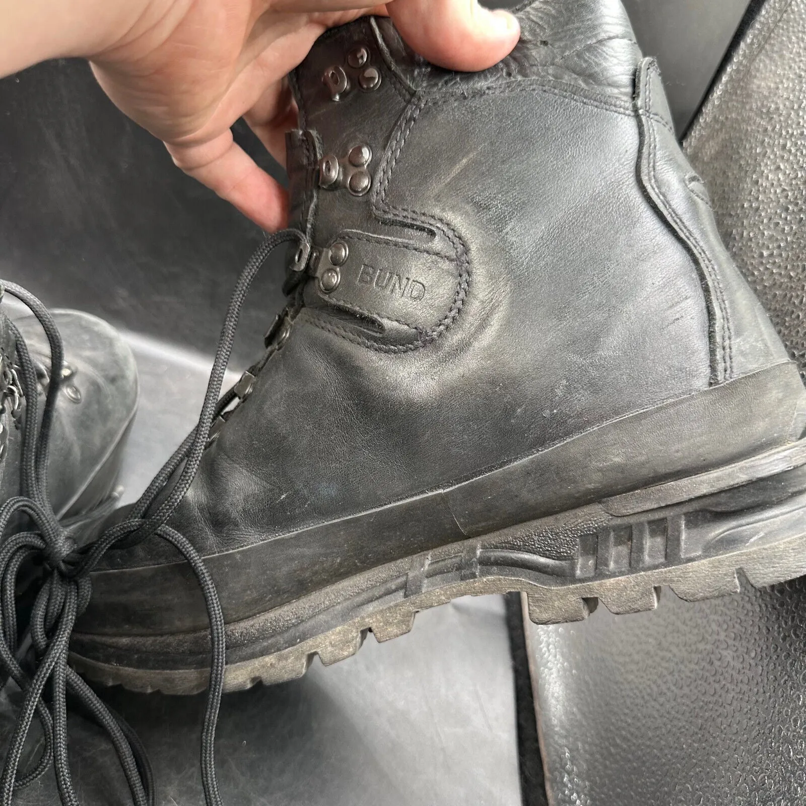 German Army Black Leather Army Heavy Duty Combat Boots Meindl Size EU 44 UK 10